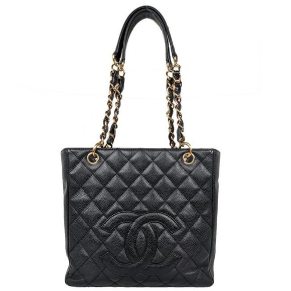 CHANEL Handbags - Chanel Black Leather Petite Shopping Tote PST